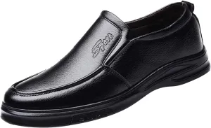 Brown Dress Shoes Men Size 8.5 Fashion Men's Breathable Comfortable Business Slip On Work Leisure Solid Color Leather Shoes Men's Slip On Shoes Casual