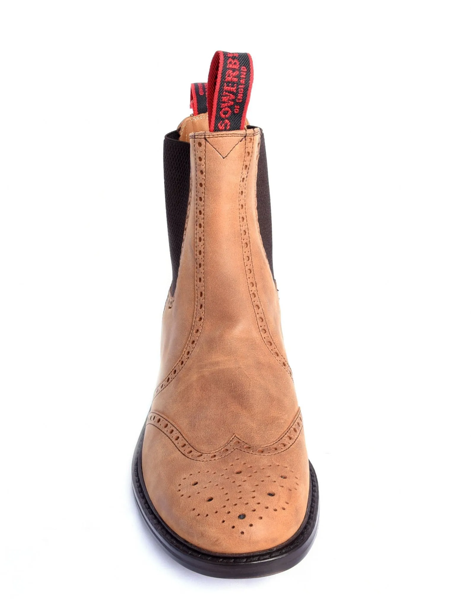 Brown Greasy Leather Brogue Dealer Boots - The Sowerby Cheltenham