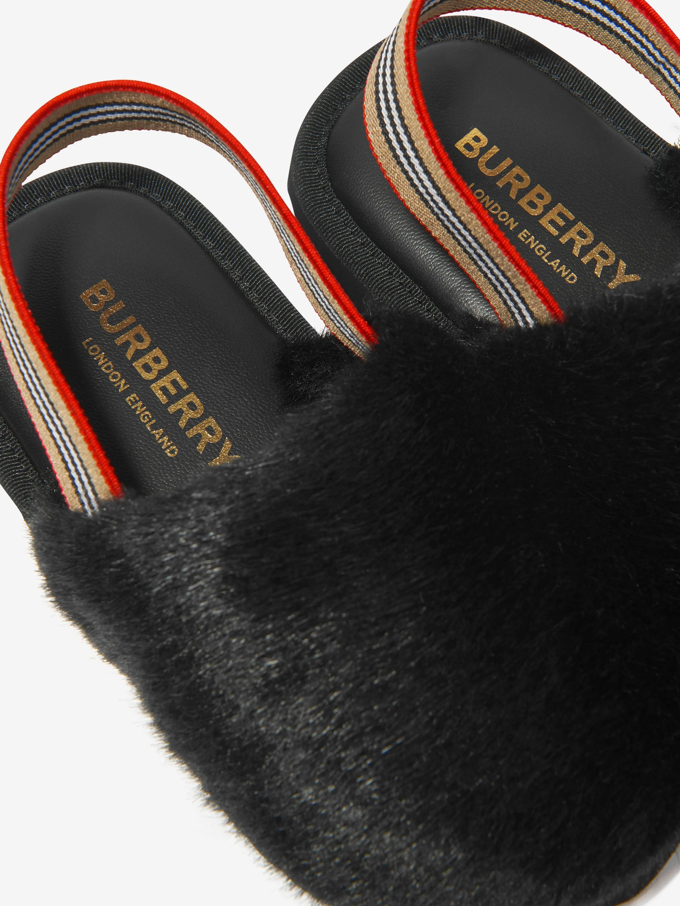 Burberry Kids Faux Fur Litherton Sandals