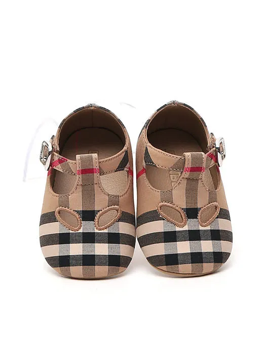 Burberry Kids Vintage Check T-Bar Crib Shoes