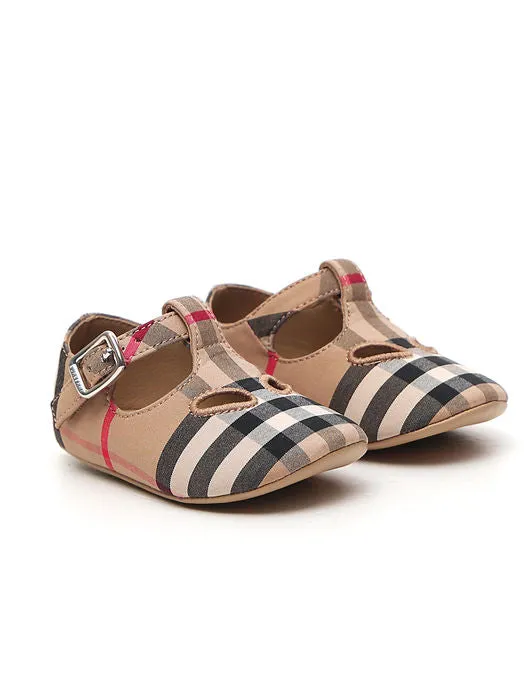 Burberry Kids Vintage Check T-Bar Crib Shoes