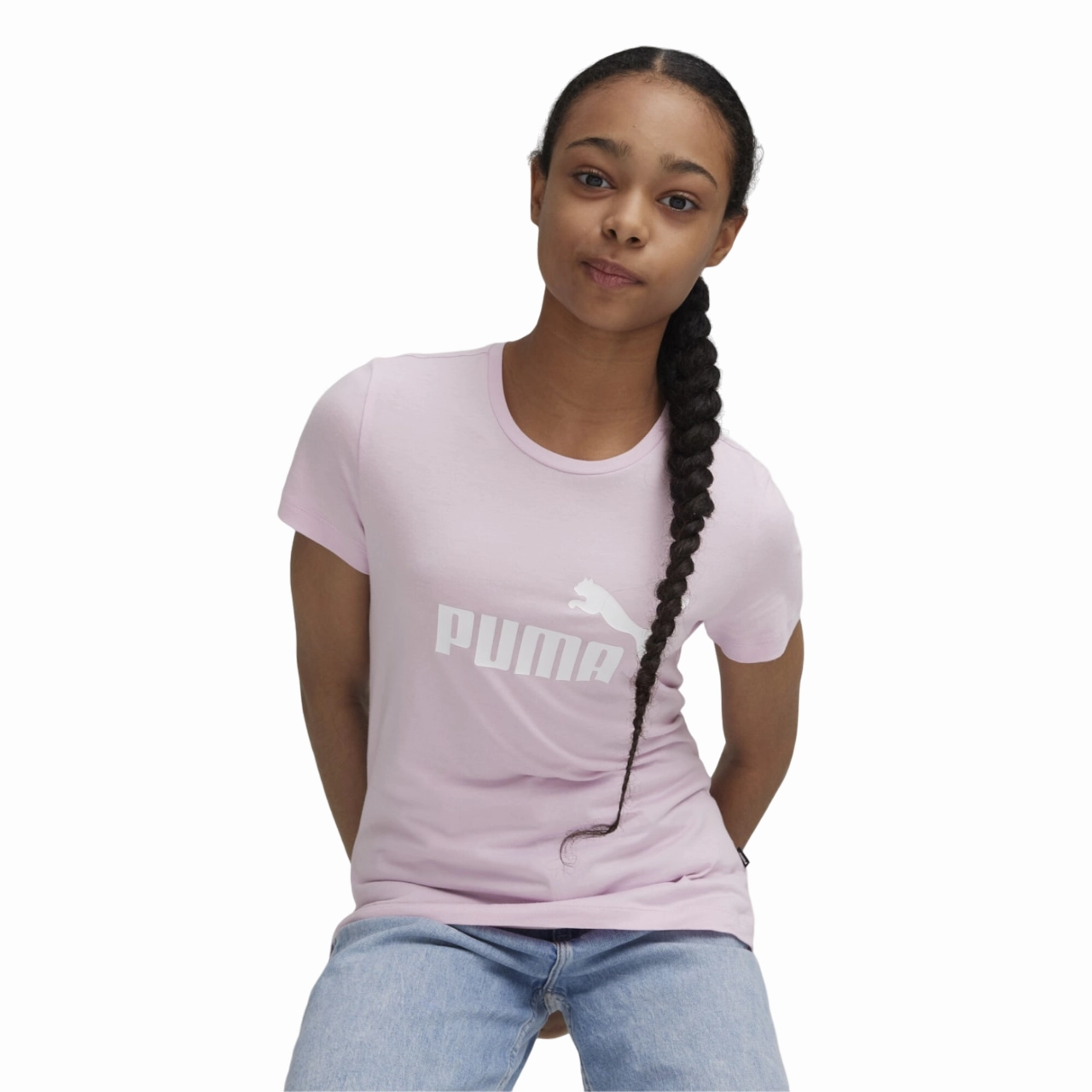 Puma maglietta manica corta da bambina  ESS stampa logo 587029 60 glicine Sporty essentials