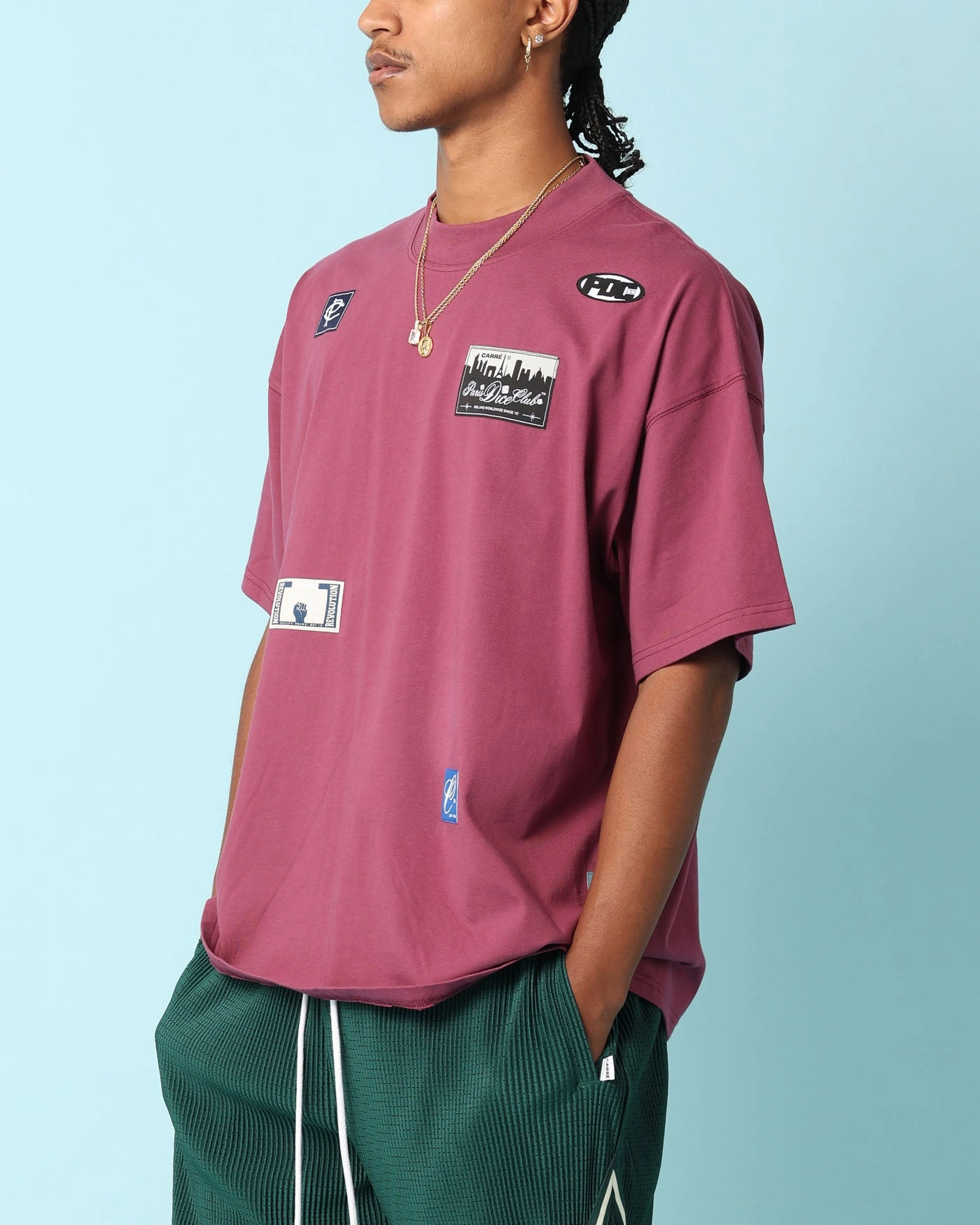 Carr?? Patchwork Oversized T-Shirt Port Anti Pilling Finish