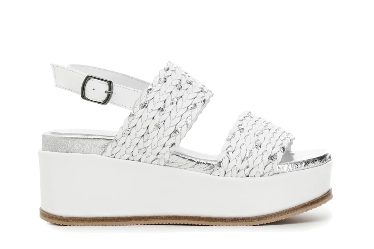 Cushioned Comfort Caf??Noir Sandalo con zeppa con intreccio C1HC1270 W002 bianco-argento