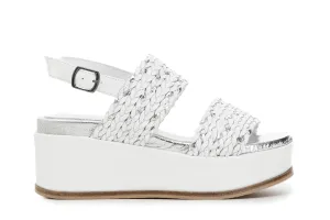 Cushioned Comfort Caf??Noir Sandalo con zeppa con intreccio C1HC1270 W002 bianco-argento