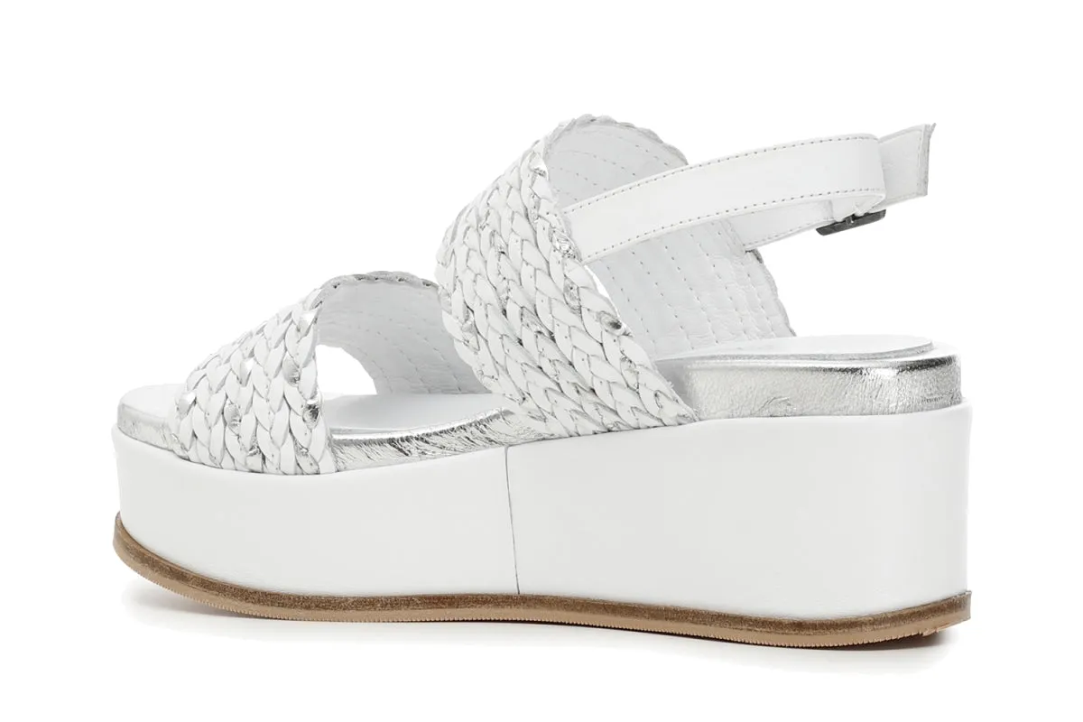 Seaside Stroll Caf??Noir Sandalo con zeppa con intreccio C1HC1270 W002 bianco-argento