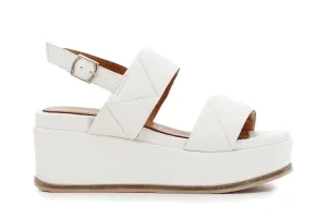 Caf??Noir Sandalo da donna con zeppa  trapuntati in pelle C1HC1210 W026 crema Reinforced Stitching