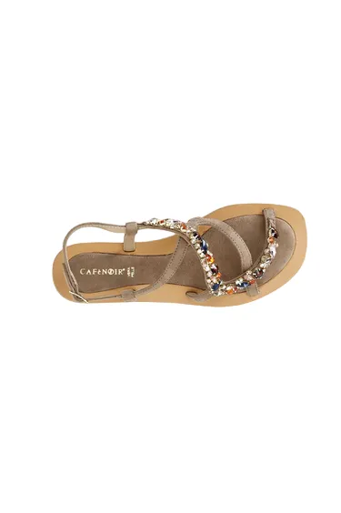 Slip Resistant Sole Pattern Caf??Noir sandalo da donna in pelle scamosciata con gioiello C1GE5420 M005 tortora