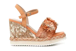 Caf??Noir Sandalo da donna in Rafia sfrangiata C1HA9140 arancio Enhanced Lateral Support