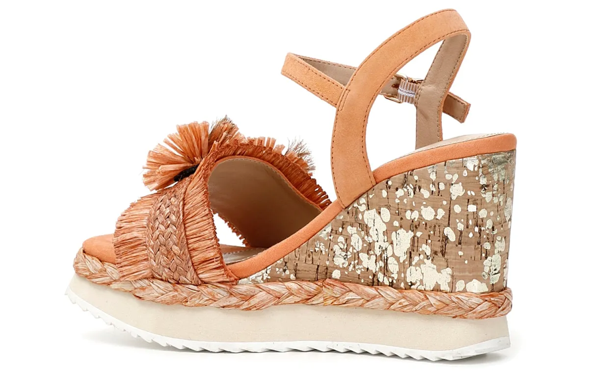 Water Friendly Design Sun Safe Caf??Noir Sandalo da donna in Rafia sfrangiata C1HA9140 arancio