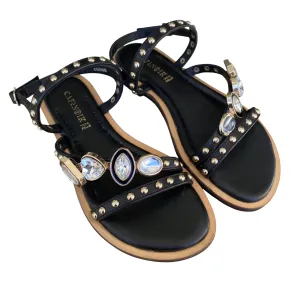Caf??Noir scarpa sandalo da donna in nappa asimmetrico con accessorio C1GE4003 nero Comfortable Sole Casual Footwear for Beach