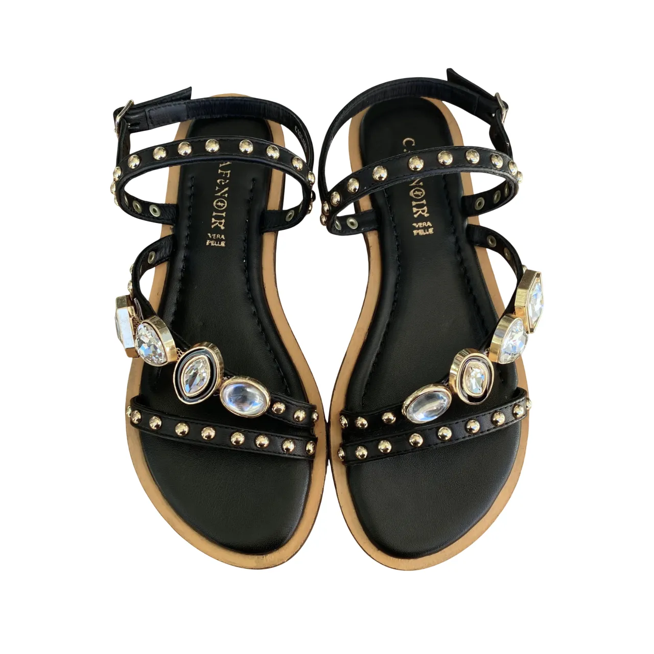 Caf??Noir scarpa sandalo da donna in nappa asimmetrico con accessorio C1GE4003 nero Loose Fit slim fit