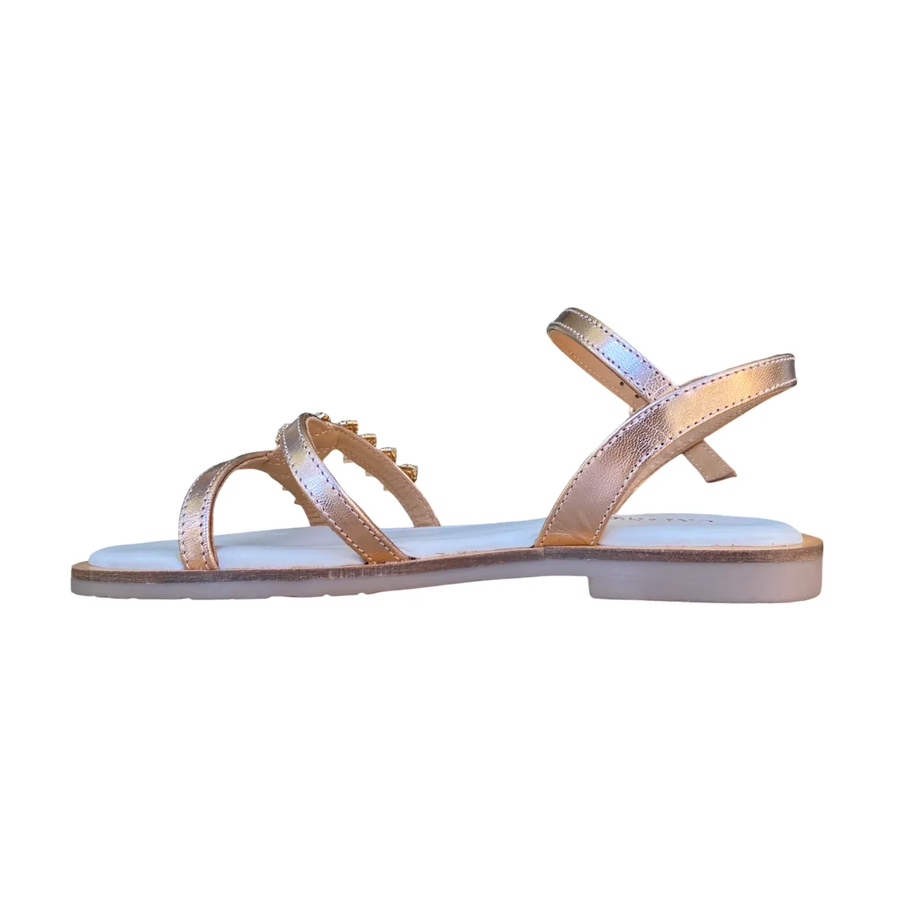 Caf??Noir scarpa sandalo da donna in pelle laminata con accessorio strass Gilda C1GE2010 L010 oro rosa Modern Design