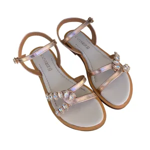 Resort Look Flat Comfort Caf??Noir scarpa sandalo da donna in pelle laminata con accessorio strass Gilda C1GE2010 L010 oro rosa