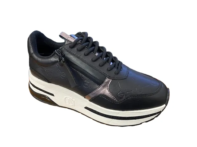 daily user running form improvement Caf??Noir Sneakers da donna in pelle con cerniera C1DB1020 N001 nero
