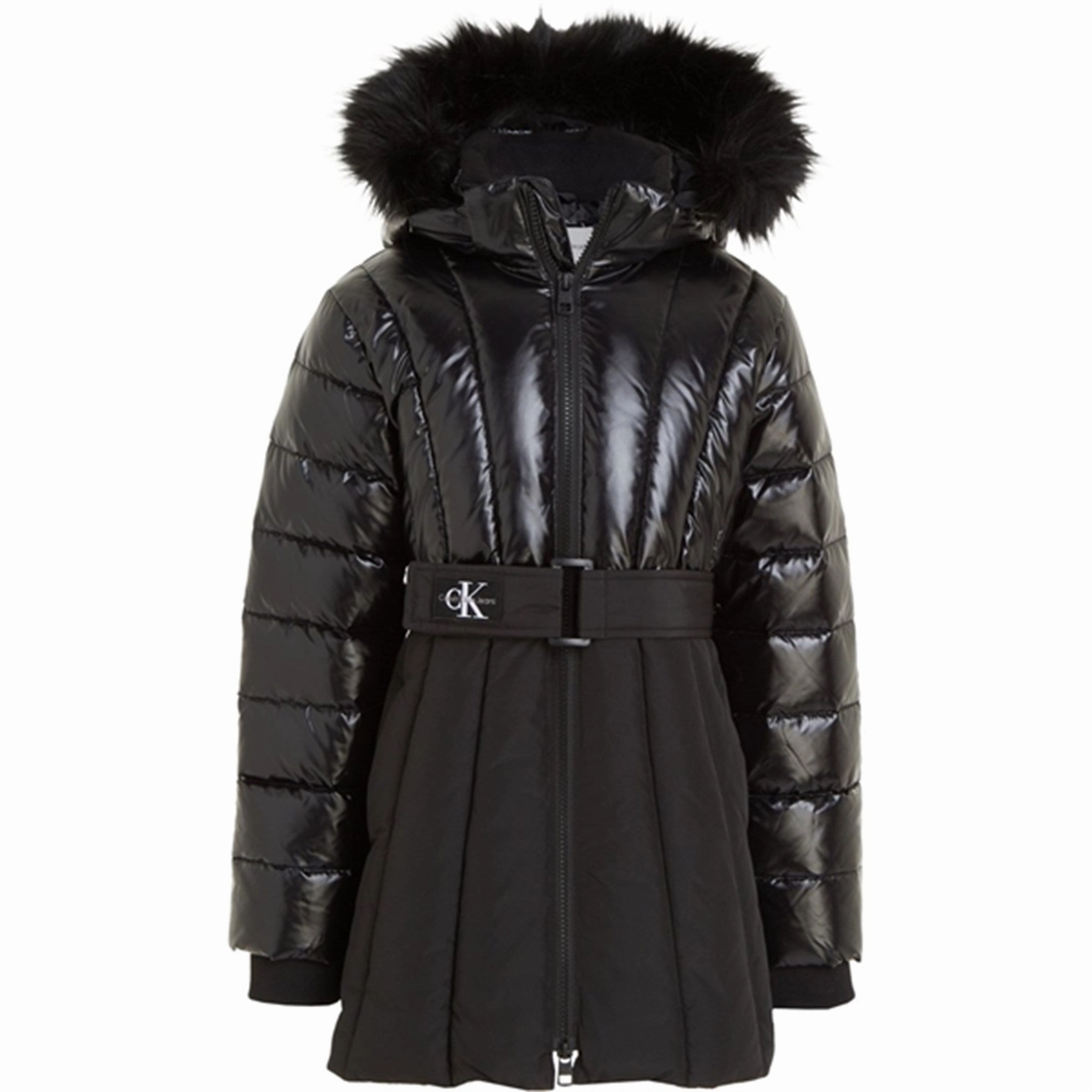 Calvin Klein Long Belted Puffer Coat Ck Black Abrasion Resistant Fabric CompressionResistant