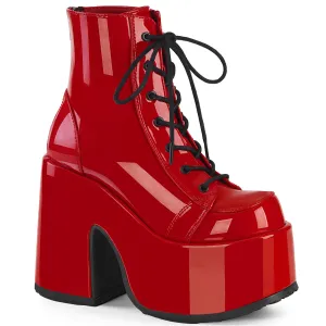 CAMEL-203 DemoniaCult Red Patent Sexy Women's Ankle Boots (Alternative Footwear)