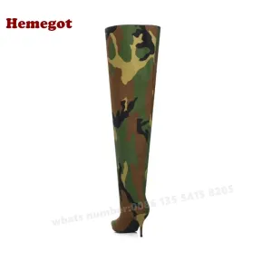 Camouflage Over The Knee Boots
