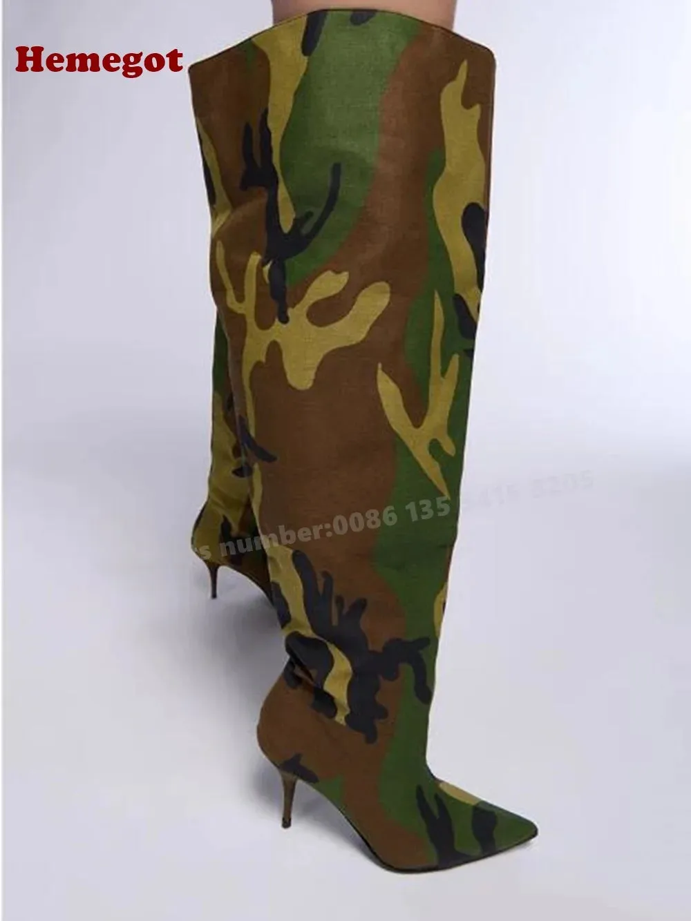 Camouflage Over The Knee Boots