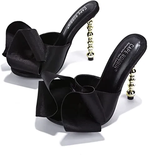 Cape Robbin Salsa Women's Sandals Sexy High Heels Open Toe Oval Pumps BLACK