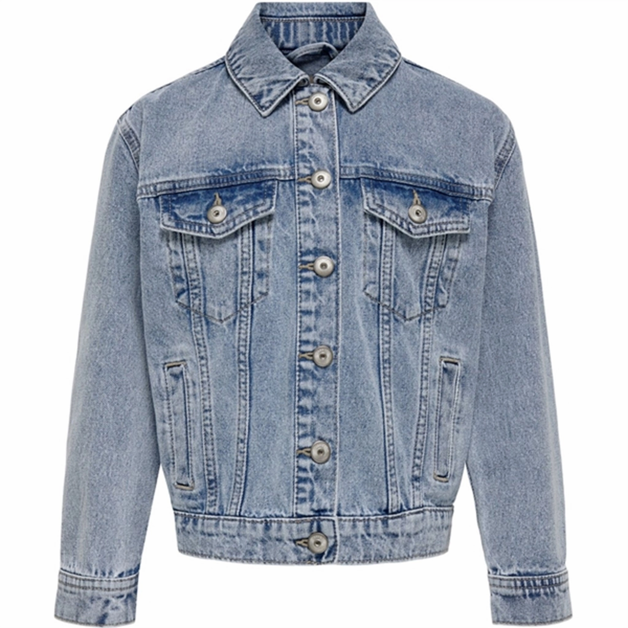Kids ONLY Light Blue Denim Ocean Oversize Denim Jacket ReinforcedElasticHem Layered Cuff System