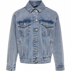 Reinforced Elbow Panels Anti Slip Interior Kids ONLY Light Blue Denim Ocean Oversize Denim Jacket