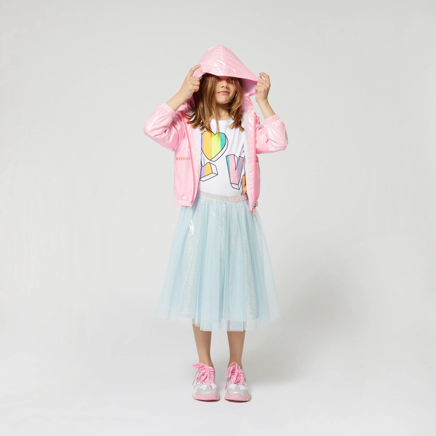 Wrinkle resistant fabric Carlieblush Pink Hooded Windbreaker