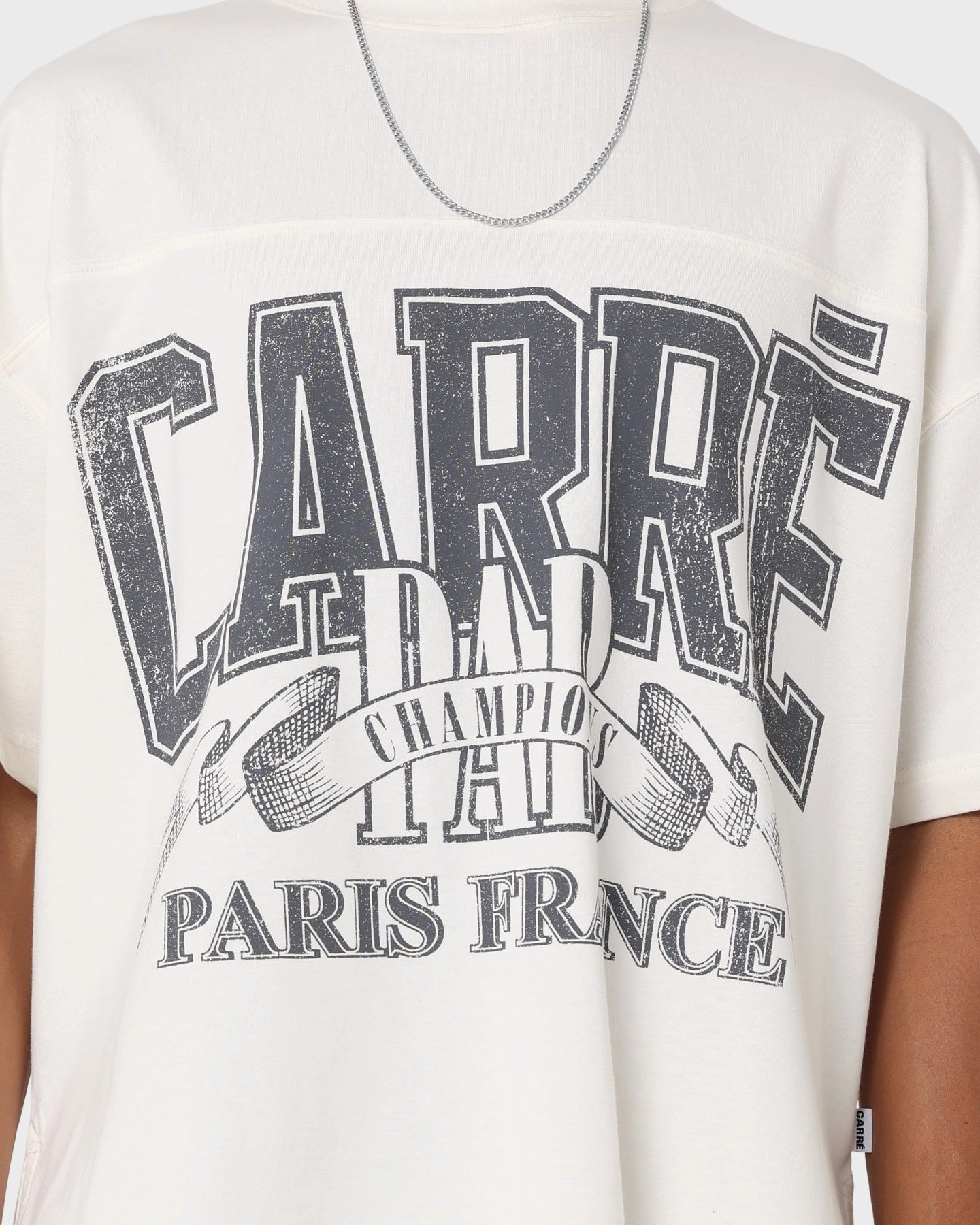 Carr?? Champs G.I Oversized T-Shirt Off White Minimalist Stitching Day-to-Day Comfort