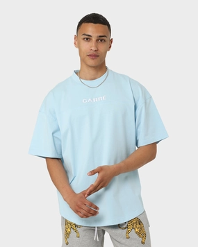 Layered Look Easy Wear Carr?? Grid Iron Oversized T-Shirt Light Blue
