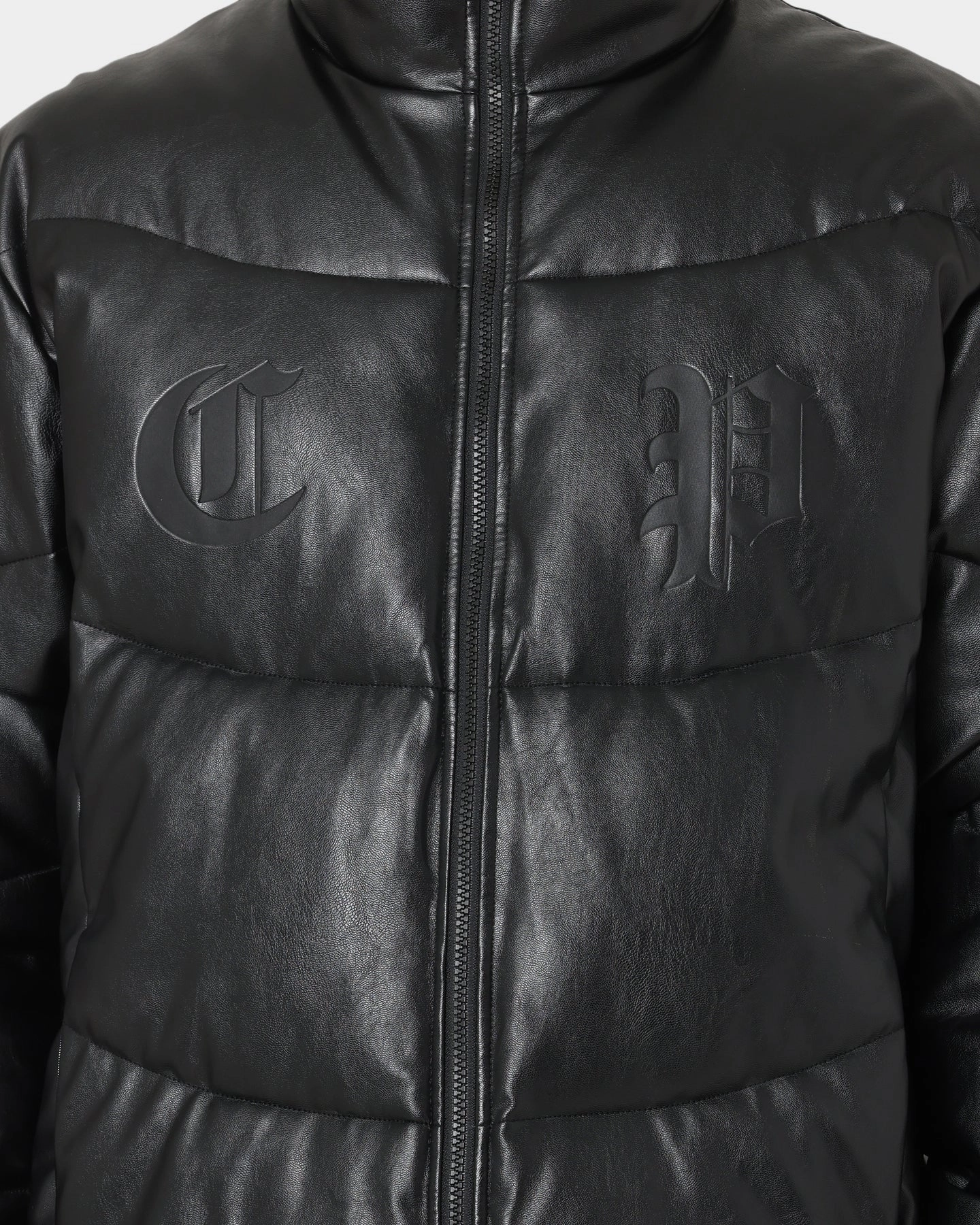 Softshell Fabric Technology Carr?? Paris Leather Wave Puffer Jacket Black
