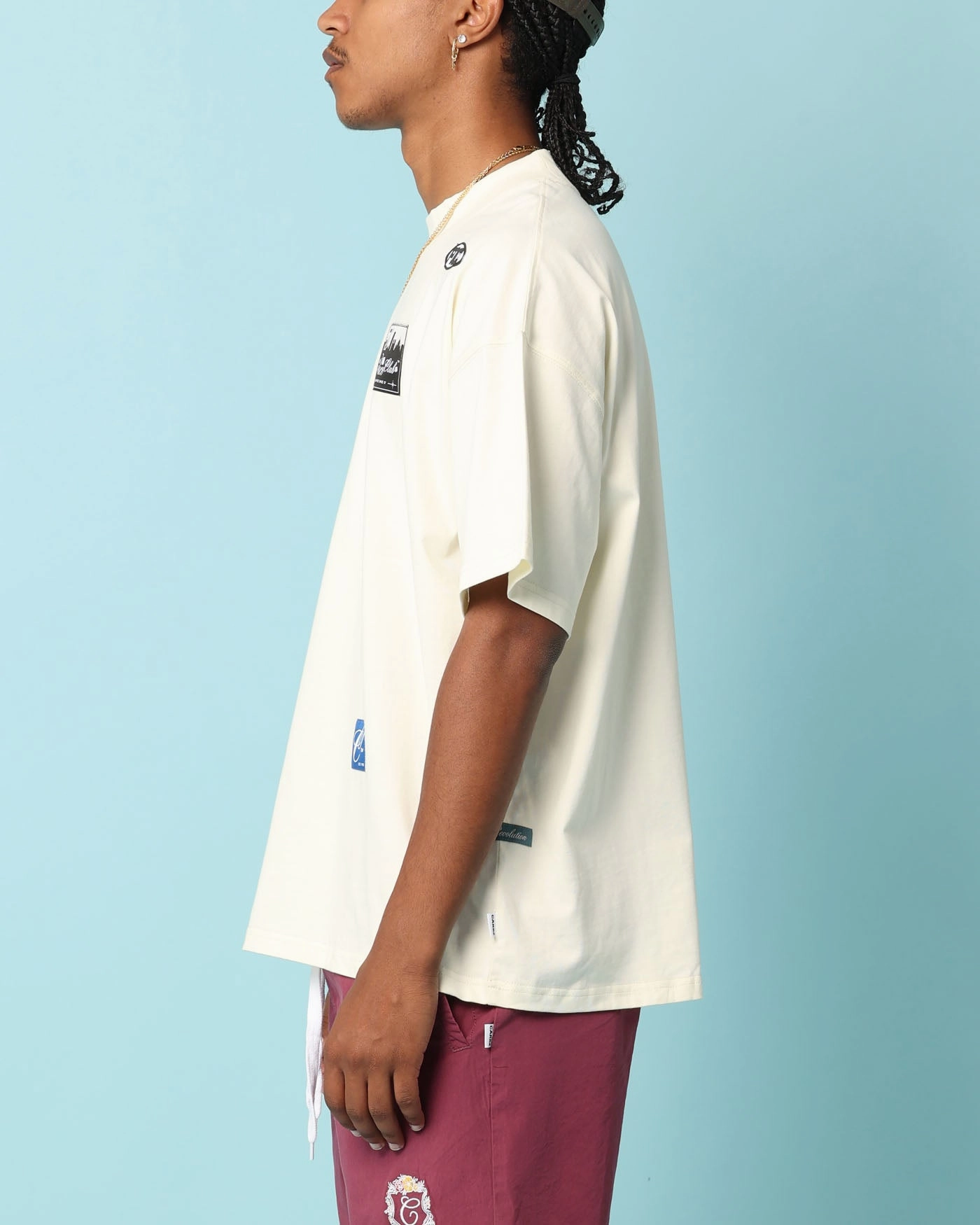 Side Vent Design Carr?? Patchwork Oversized T-Shirt Off White