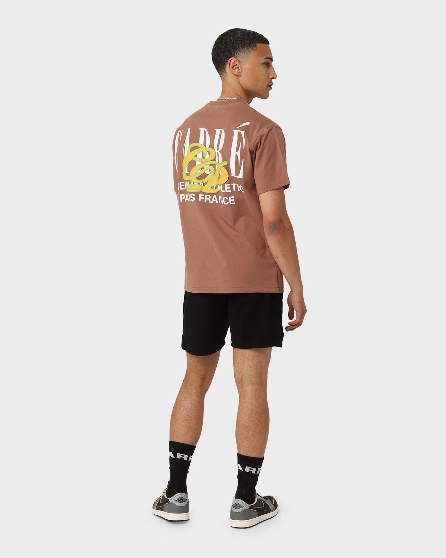 MoistureWickingFabric Modern Outfit Carr?? Top Team Oversized T-Shirt Brown
