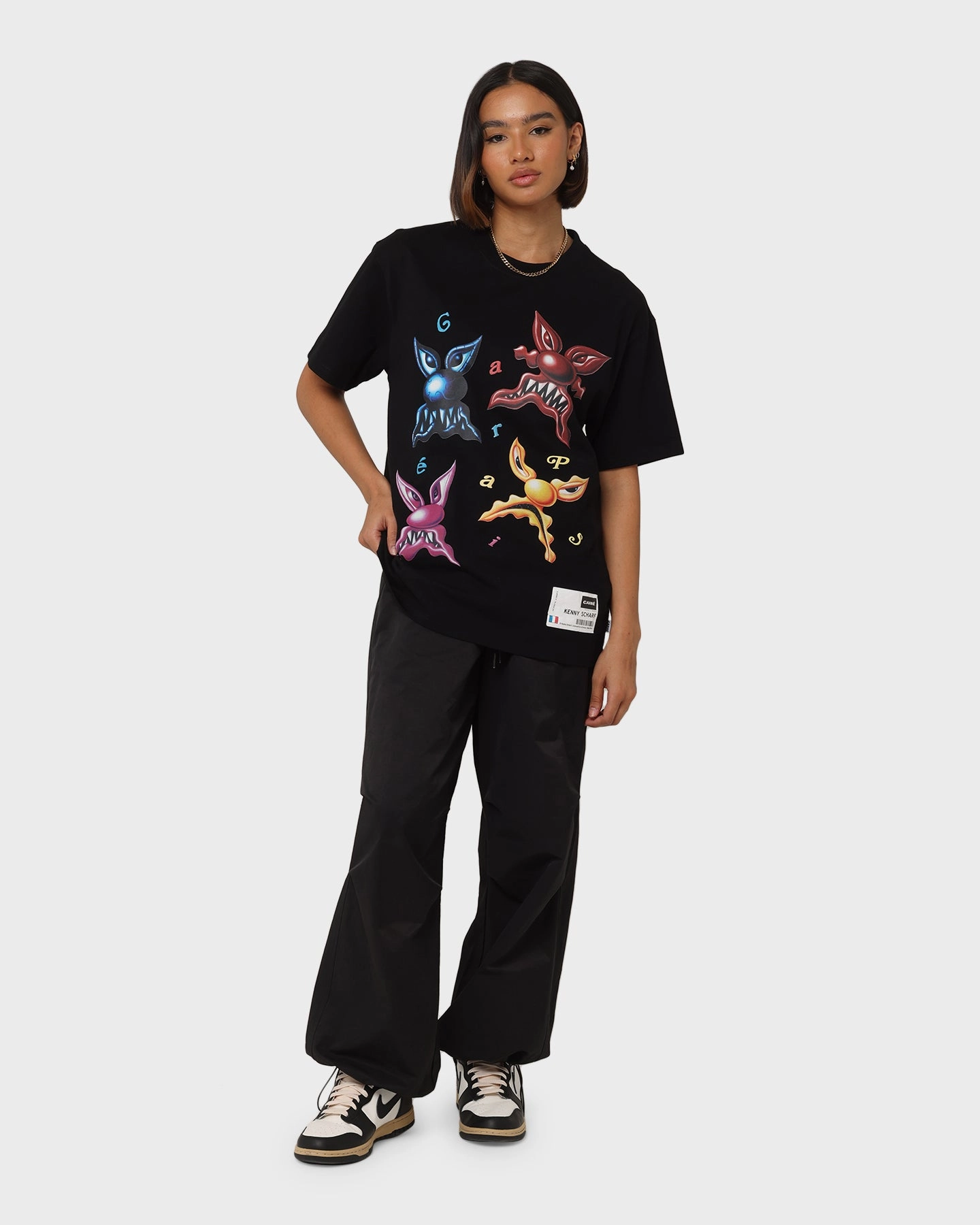 Reinforced Collar Machine washable Carr?? X Kenny Scharf Meanie Oversized T-Shirt Black