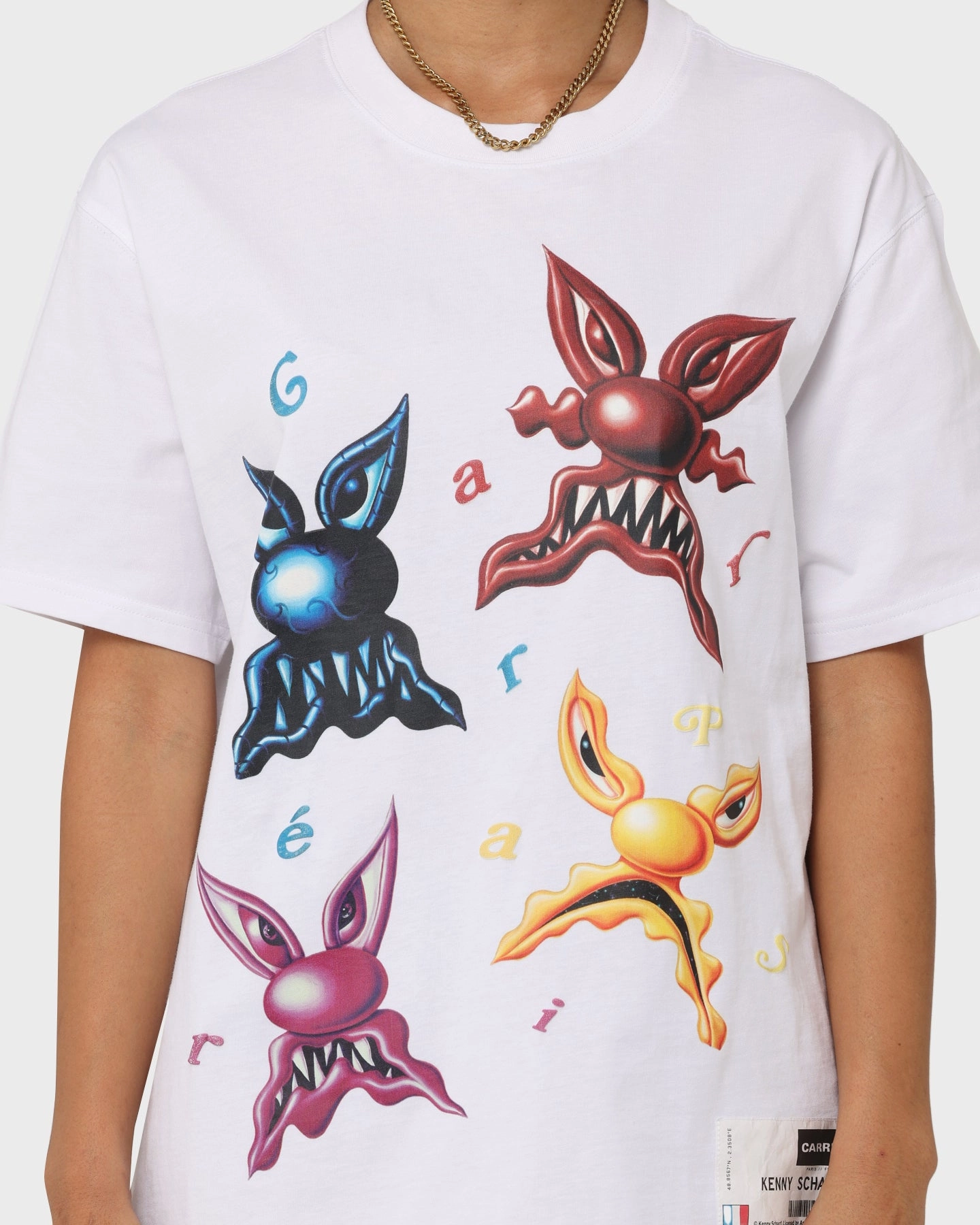 Carr?? X Kenny Scharf Meanie Oversized T-Shirt White Embroidered Durable Ribbed Hem