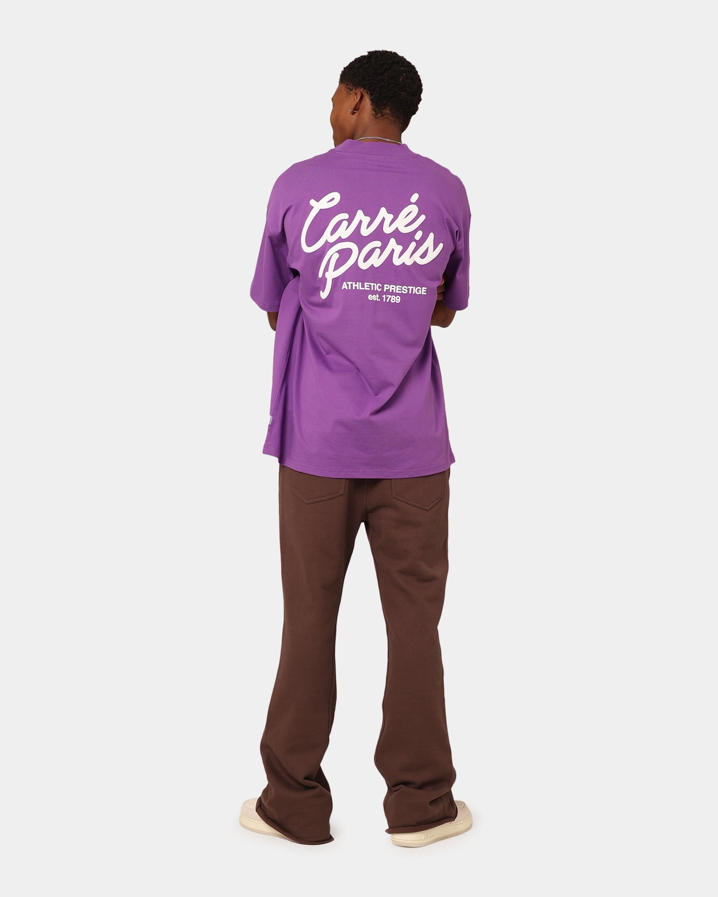 Wrinkle Free Fabric Quick Dry Material Carre Athletic Heritage Oversized T-Shirt Purple