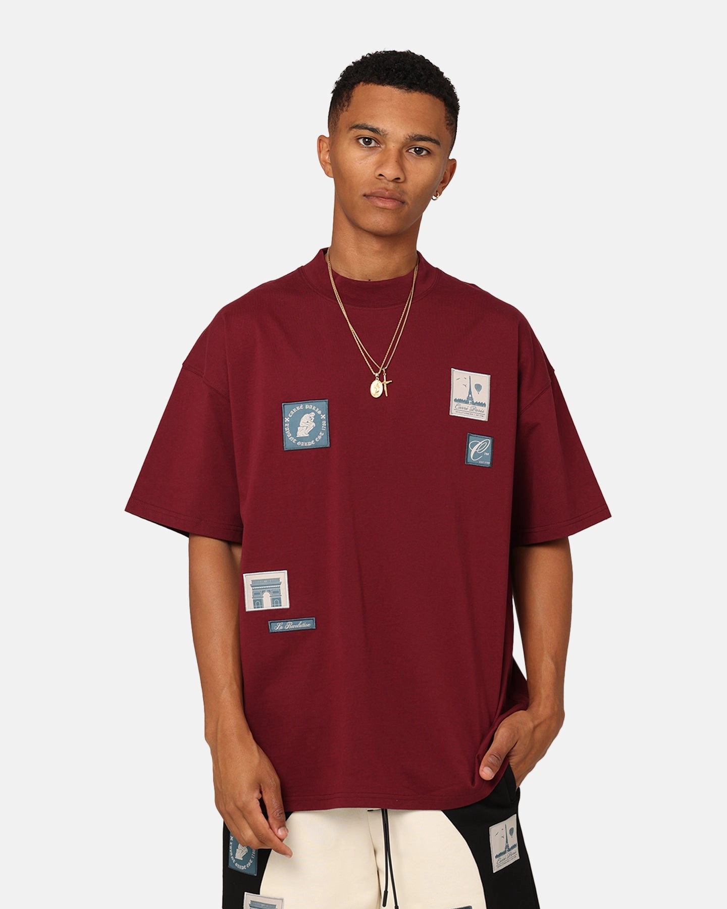 Carre Avant Oversized T-Shirt Maroon Luxury clothing
