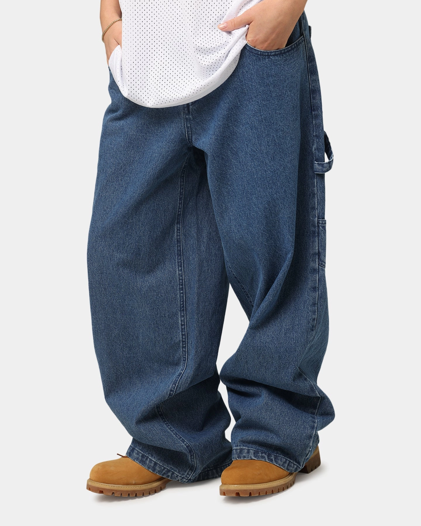 Sport Comfort Sleek Fit Carre Baggy Carpenter Jeans Mid Blue Denim