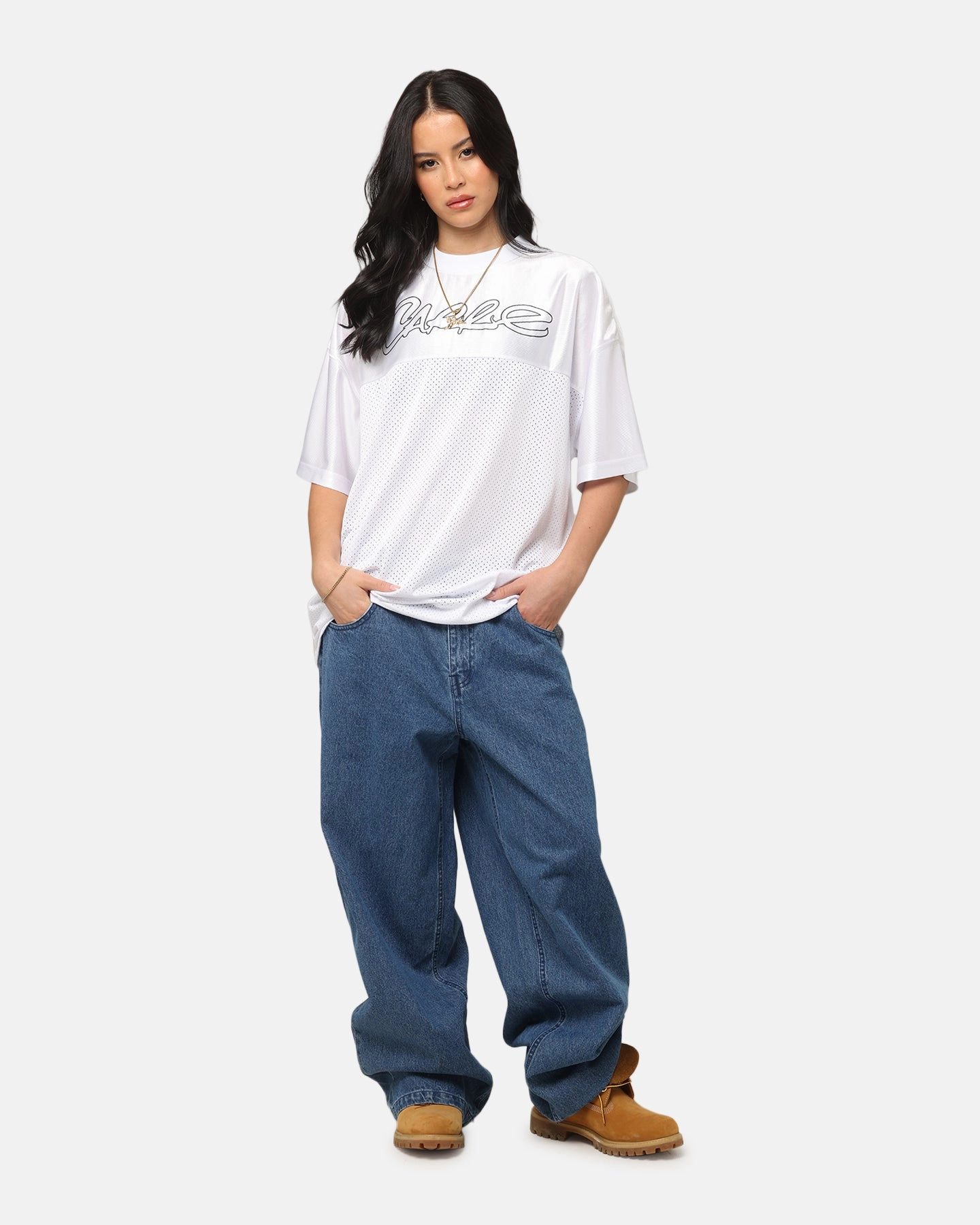 Effortless Layer Carre Baggy Carpenter Jeans Mid Blue Denim