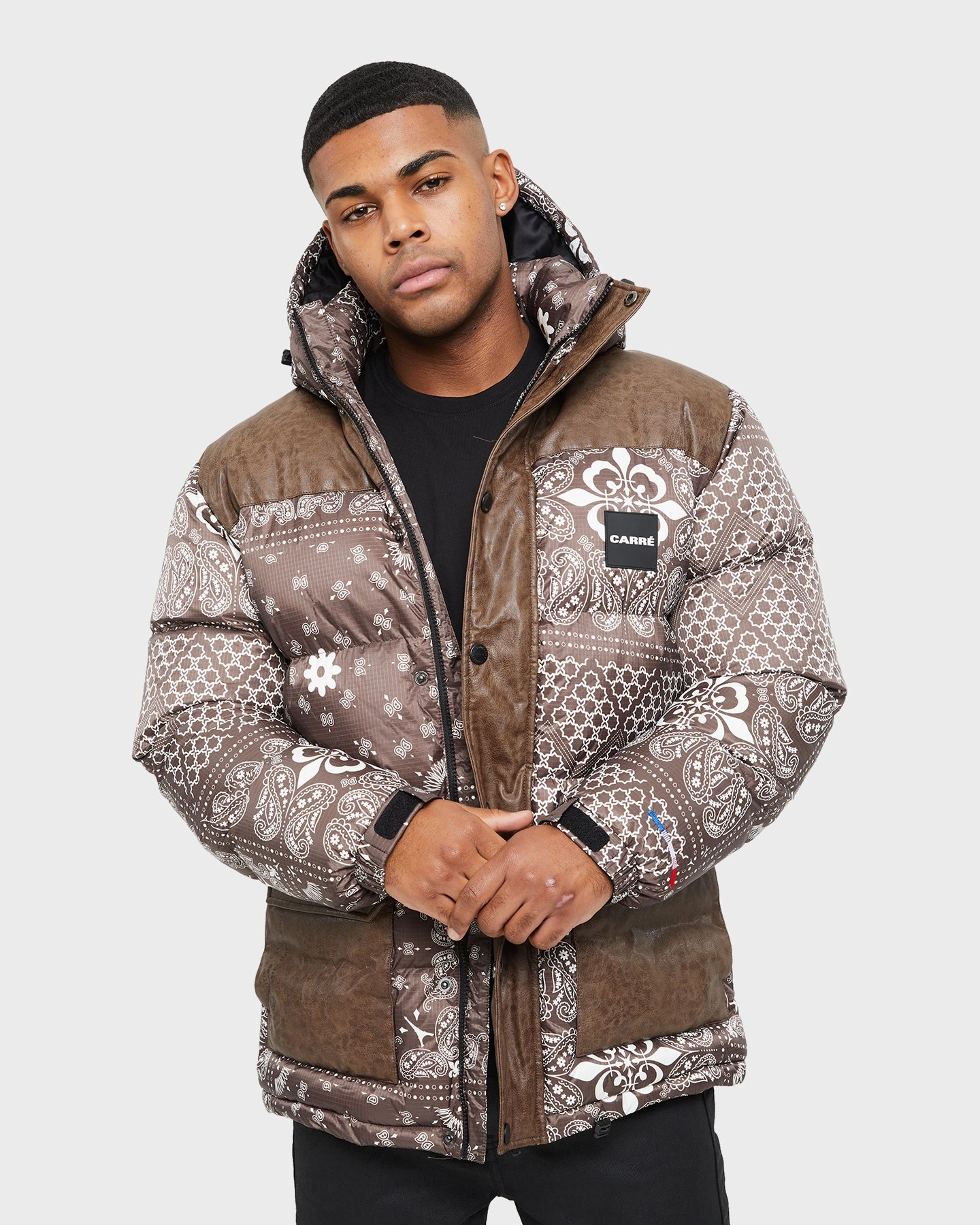 Carre Bandana Ultra Roadman Puffer Jacket Dark Brown Illustrate