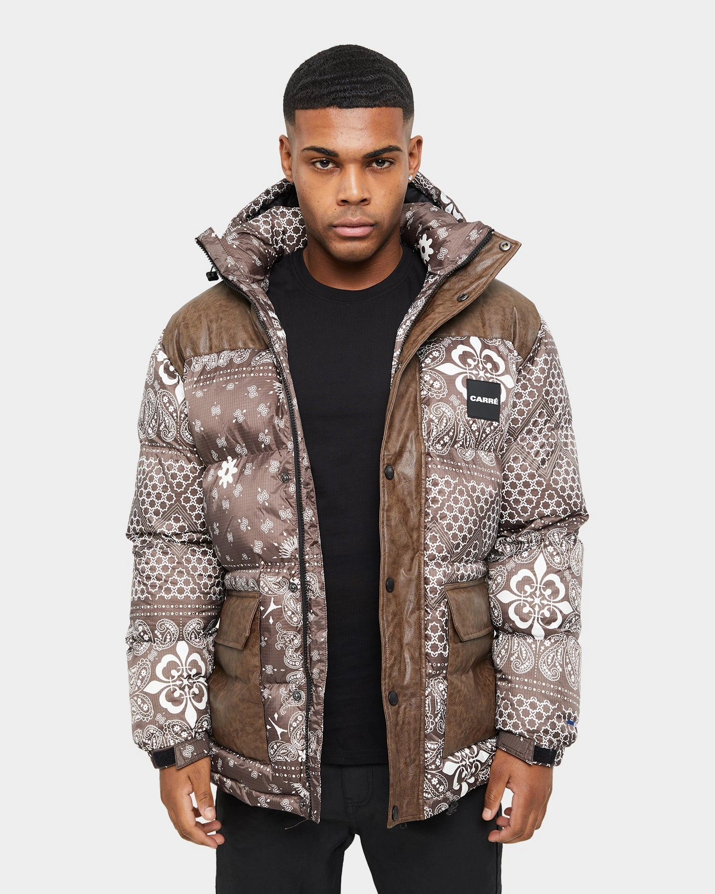 Non Bulky Insulation Quick Drying Carre Bandana Ultra Roadman Puffer Jacket Dark Brown