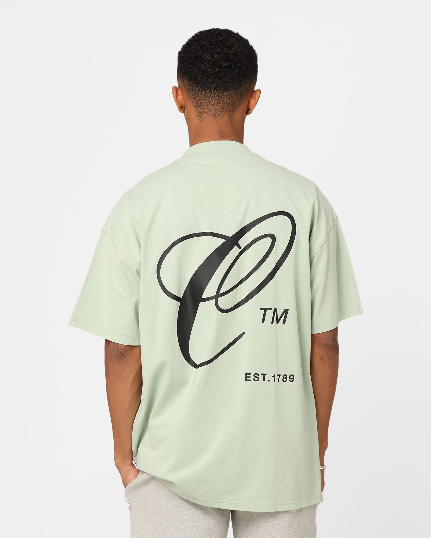 Chilly Day Style Breezy Design Carre Capital C Oversized T-Shirt Pistachio