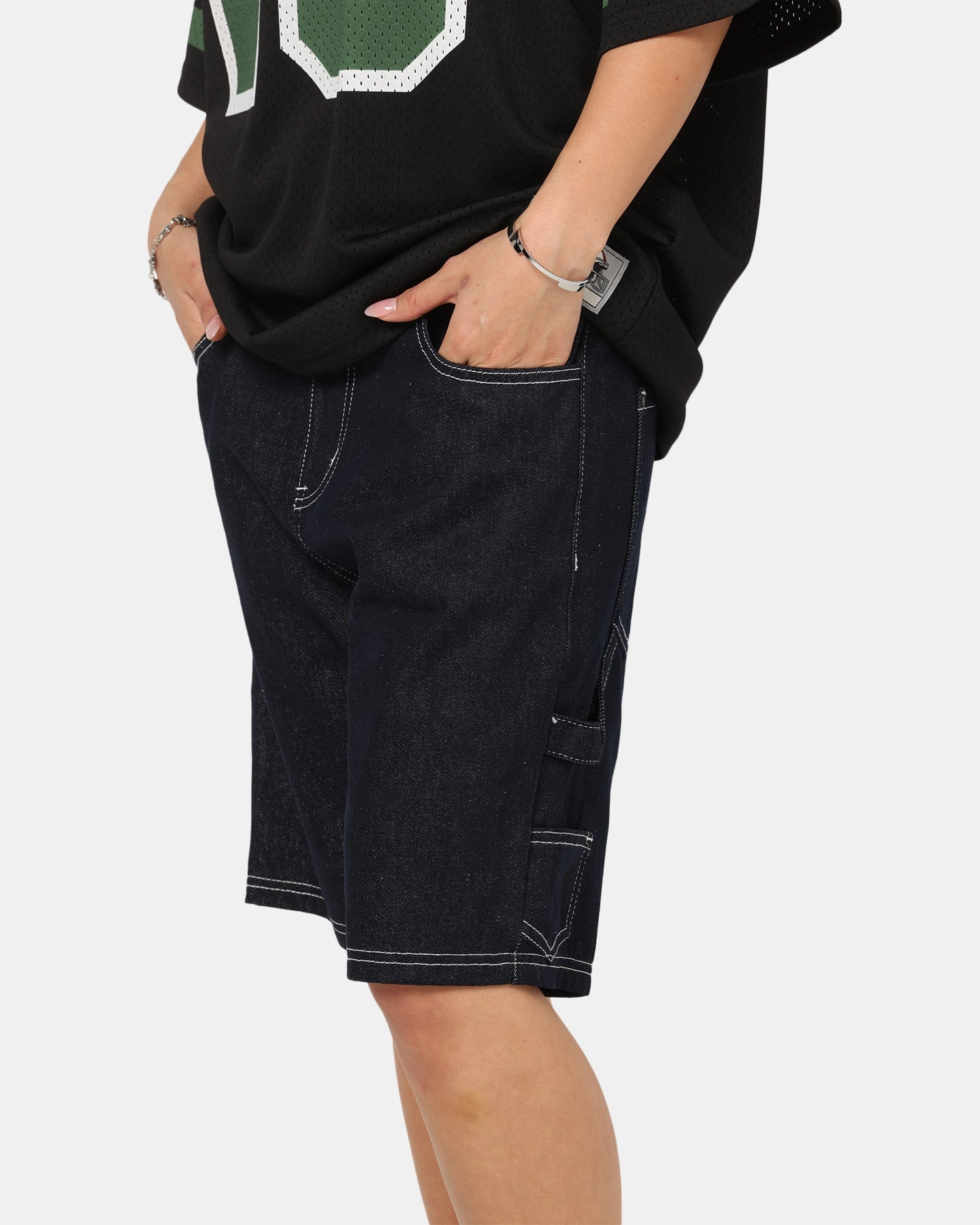 All Time Use Double Stitched Seams Carre Carpenter Jorts Indigo Denim