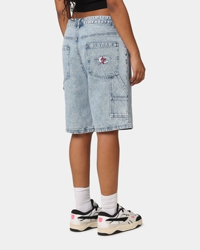 Carre Carpenter Jorts Light Blue Denim Non Slip Waist Grip Perfect Comfort