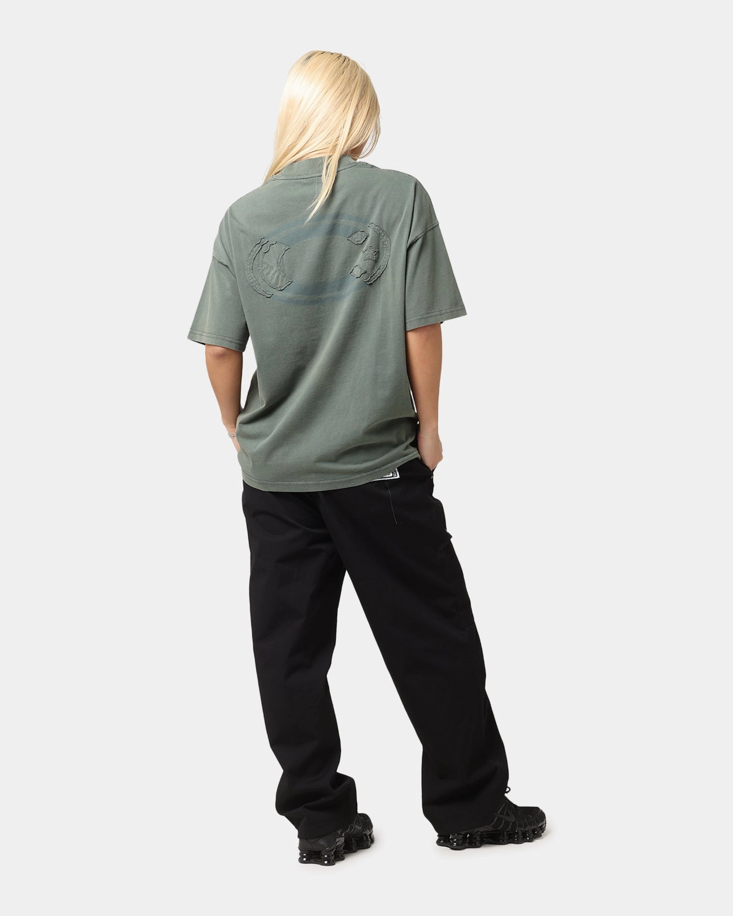Eco Friendly Dye Effortless Fashion Carre Con-Star Oversized T-Shirt Rinsed Moss Green