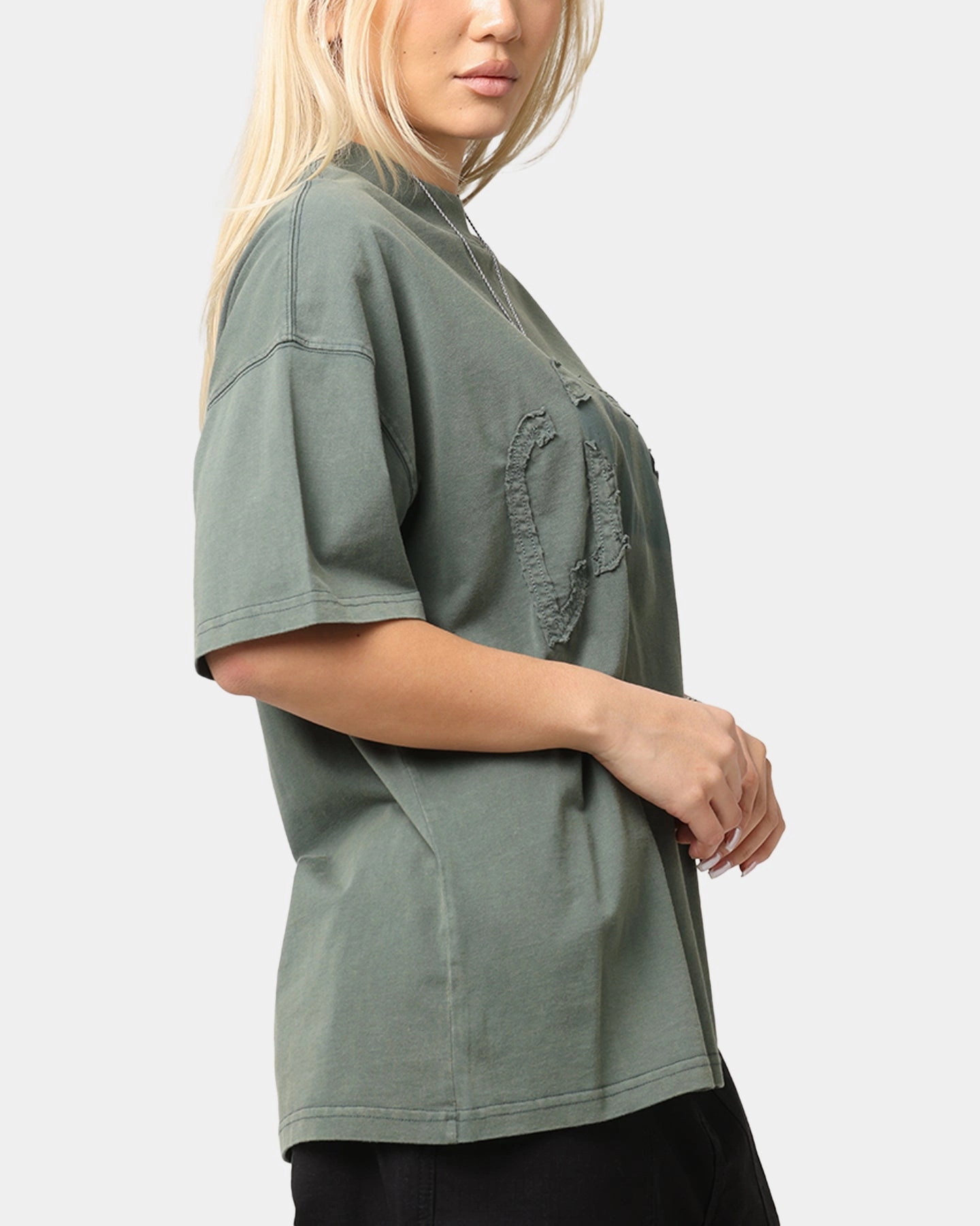 Stretch Knit Carre Con-Star Oversized T-Shirt Rinsed Moss Green