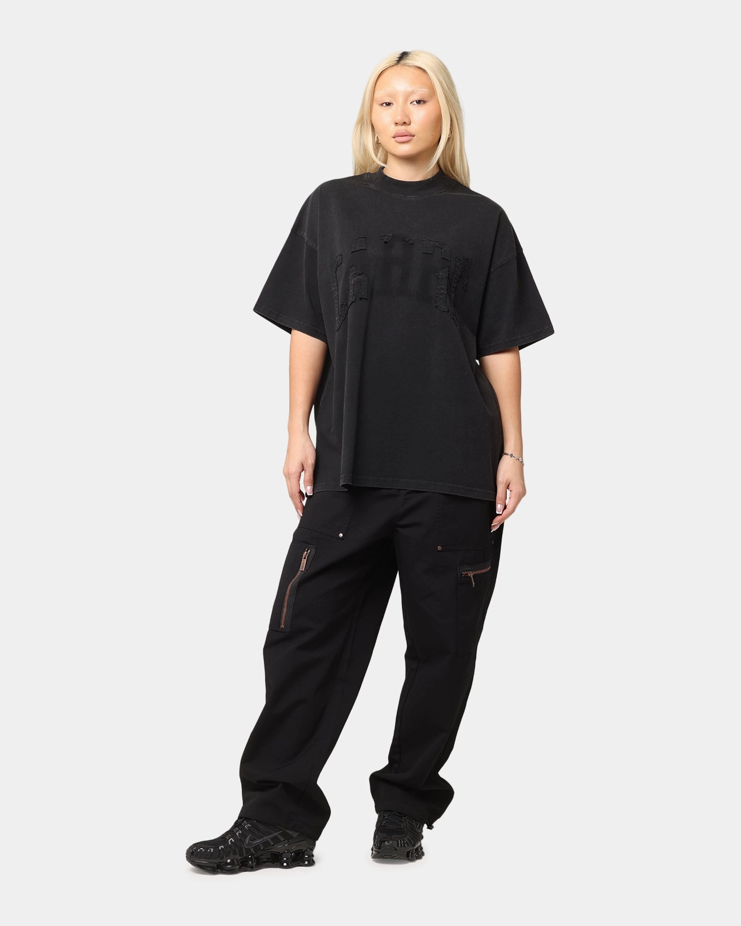 Trendy Top Carre Con-Star Oversized T-Shirt Washed Black