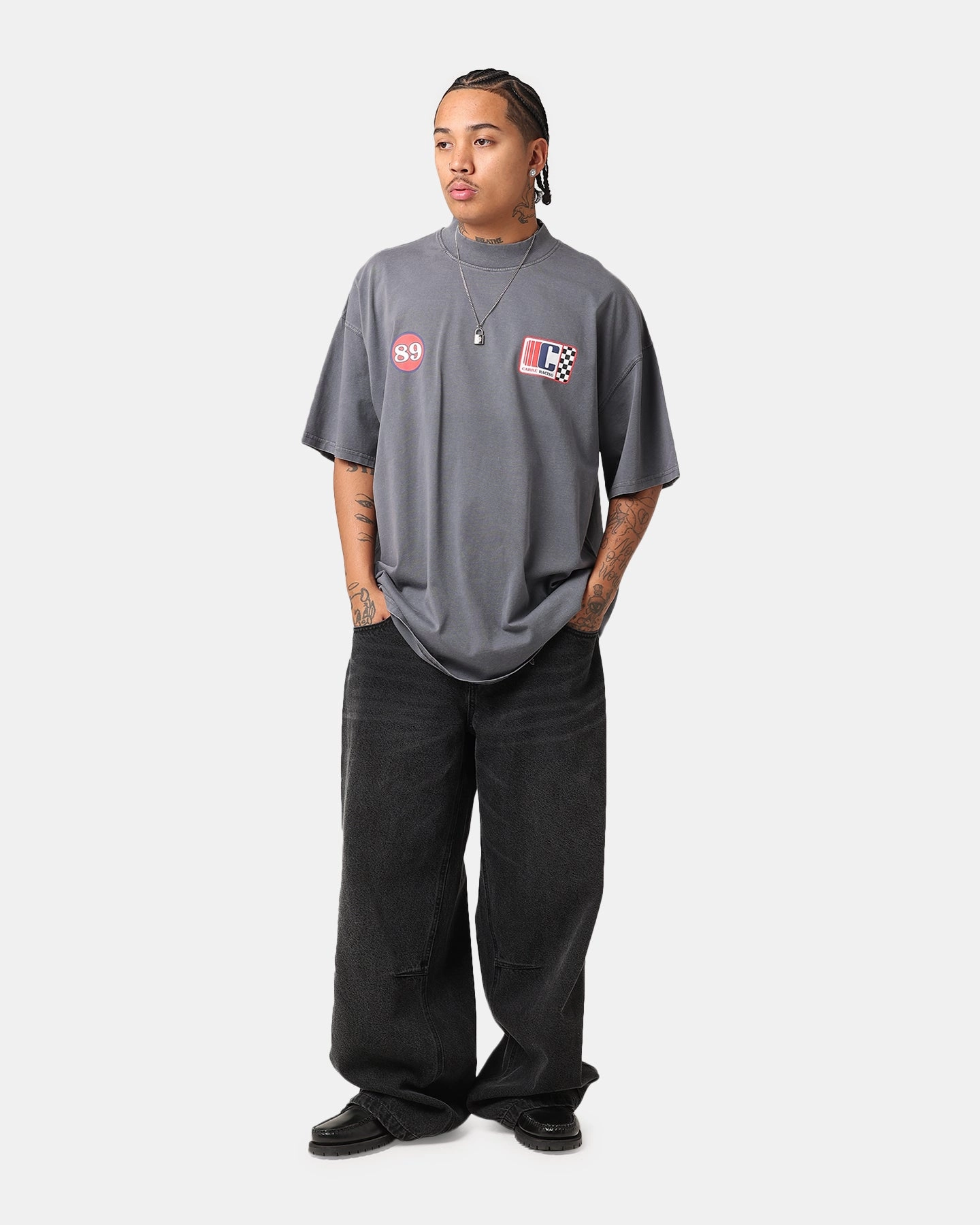 Carre Course Oversized T-Shirt Vintage Grey Flexible Neckband