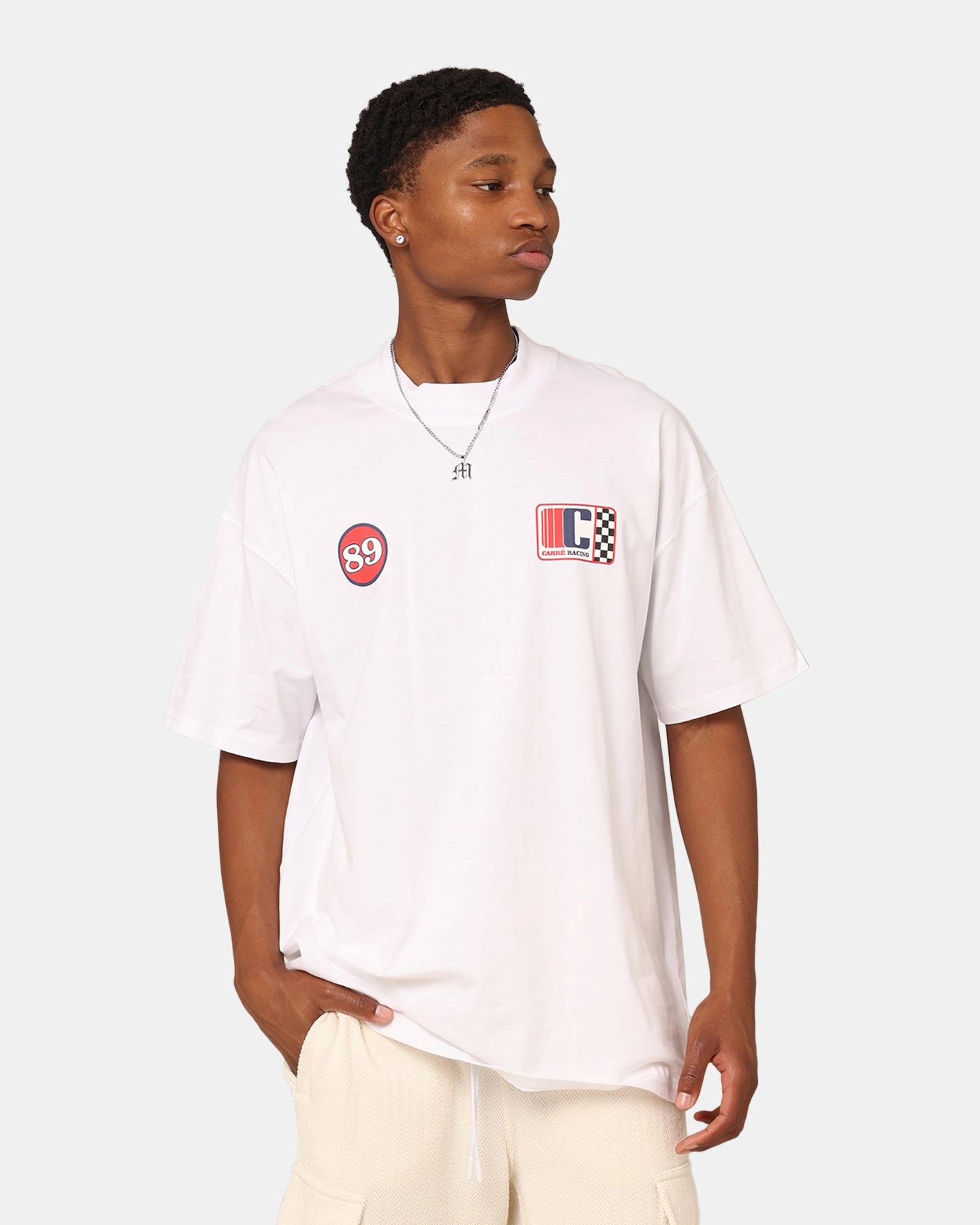 Active Outfit Style Carre Course Oversized T-Shirt White