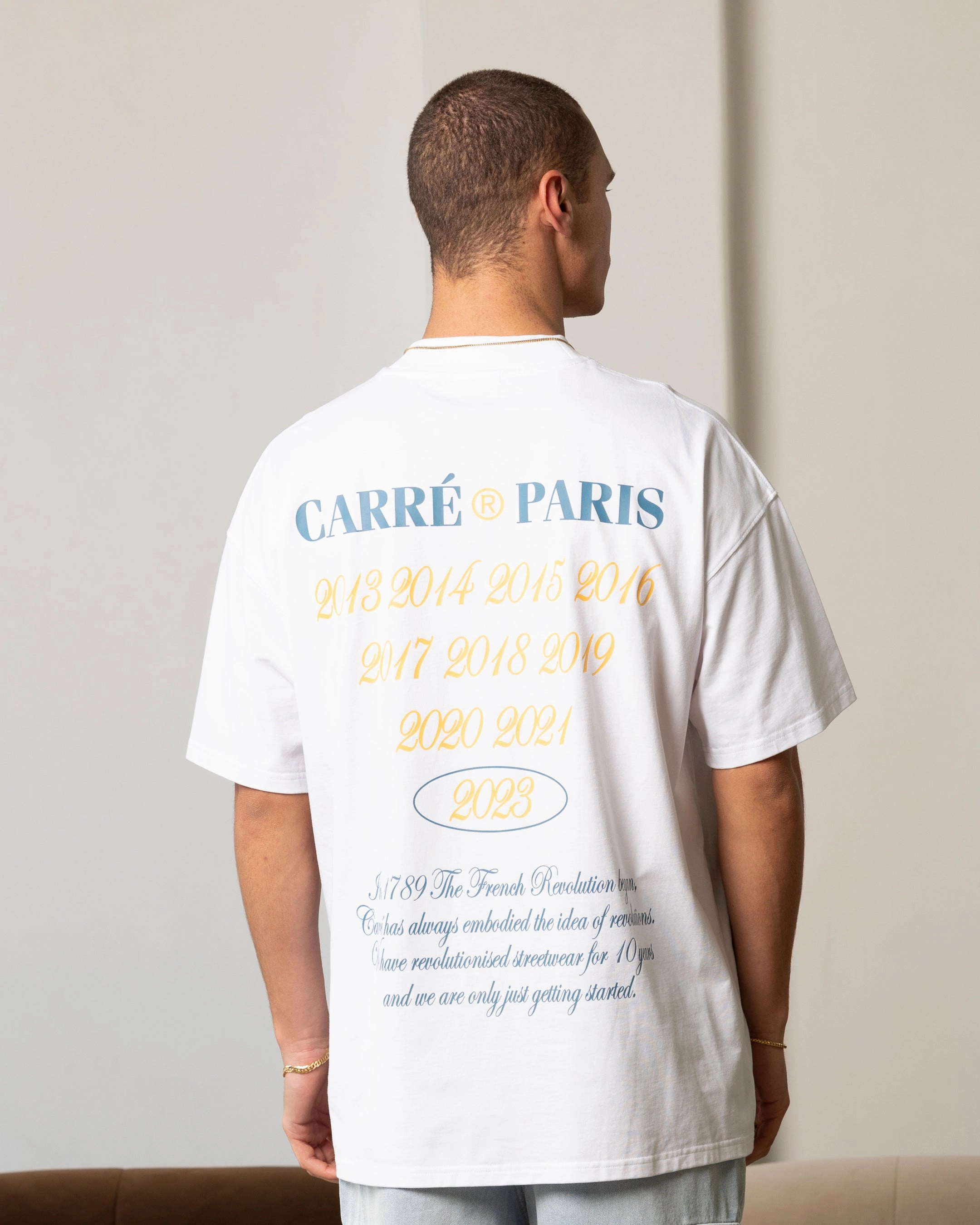Anti Pilling Finish Carre Decade Oversized T-Shirt White