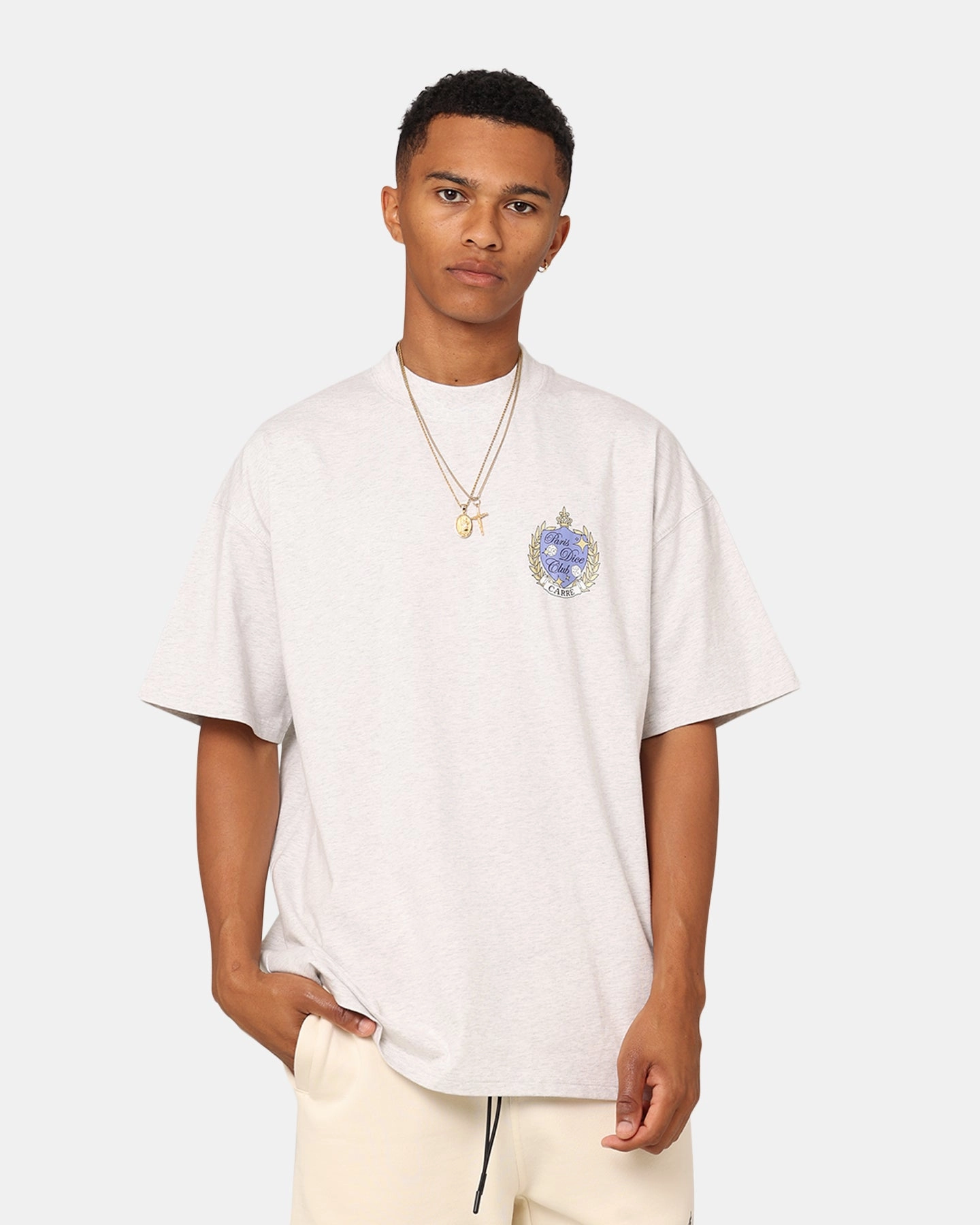 Active Layering Relax Style Trend Carre Dice Club Oversized T-Shirt Silver Marle